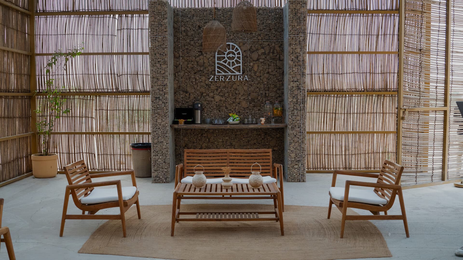 Zerzura desert camp lounge area in Mleiha for private dining experiences